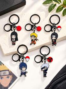 Naruto Akatsuki Metal Enamel Keychain Itachi Pain Deidara Hidan Chibi Figure Red Cloud Pendant Key Ring Backpack Charm Anime Fan Cosplay Gift - Multicolor - View 3