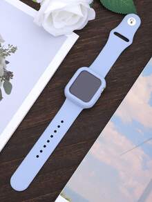 2合1運動矽膠錶帶與錶殼，相容 40mm、41mm、42mm、44mm、45mm、46mm 與 49mm 尺寸。柔軟舒適鉚接矽膠錶帶與防摔鏤空矽膠保護殼，適用於 Series Ultra/12/11/10/9/8/7/6/5/4/SE 機型。中性防水運動錶帶與錶殼套組 - 矽膠錶帶+錶殼-天藍色 - 查看 4