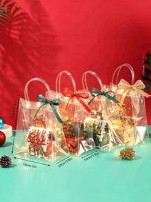 12pcs/Pack Christmas Party Gift Candy Cookie Decoration Tote Bags PVC Bags Reusable With Ropes - View 4