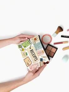 Vintage Receipts Zipper Pouch - Stationery Design With Stamps, Clips, Notes & Air Mail For Portable Storage Of Cosmetics, Stationery, Receipts, Or Travel Essentials. Compact For Office, Daily Use - Multicolor - View 9