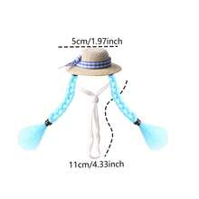 Cute Small Pet Straw Hat, Woven Design, Lightweight Handmade Knitted Hat, Summer Pet Fashion Photography Accessory, Suitable For Hamsters, Guinea Pigs, Parrots, Chickens And Geese, Pet Clothing, Pet Decoration, Pet Accessories - Multicolor - View 12
