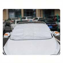 1pc Magnetic Car Sun Shade, Foldable Windshield Cover, Summer Sun Protection, Winter Snow Protection, Universal Front Windshield Sunshade With Reflective Surface, Silver - CC - View 4