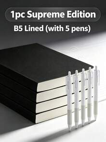 Vintage Black Cover Notebook, Multiple Sizes Available, 256 Pages, High Aesthetic Portable, Suitable For Hand Drawing, Doodling, Creative Work, Daily Notes, Thick Paper, Back To School Stationery, Office Supplies - Multi-color - View 13