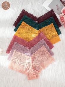 6pcs/Pack Multi-Color Women's Sexy Hollow Lace Comfortable Triangle Panties - Multicolor - View 2