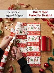 Christmas Gift Wrapping Paper Roll Sliding Cutter, Handmade Paper Cutting Tool, Christmas Birthday Party Supplies - X - View 3