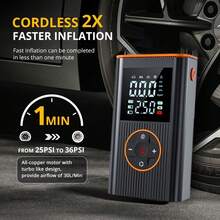 Pompa Ban Portabel & Kompresor Udara, Pompa Ban 150PSI dengan Layar Digital LCD, Pompa Udara Portabel 3x Lebih Cepat untuk Mobil, Sepeda Motor, Sepeda, dan Lainnya. 7.4V 1800mAh - Wireless - View 3