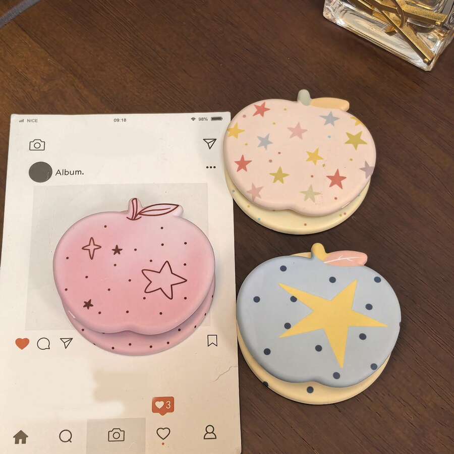 1 buah Dudukan Ponsel Magnetik Berbentuk Apel Lucu dengan Motif Bintang, Dudukan Ponsel MagSafe yang Estetis dan Dapat Ditarik, Dudukan Ponsel Portabel yang Fleksibel - MultiWarna - View 1