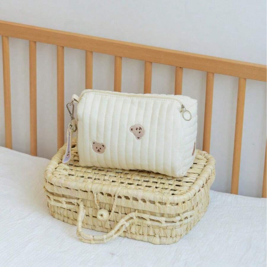 1pc Bear Design Baby Stroller Storage Hanging Bag For Baby Supplies - Beige Bears - View 1