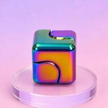 1pc Metallic Power Fidget Cube, Multi-Side Push Slide Finger Puzzle And Handheld Sensory Focus Toy For Teens And Adult Women, Portable Desk Gadget For Classroom, Office, Travel, Back To School, Birthday And Holiday Gift - Multicolor - View 6