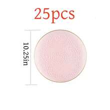 50/25/20/10pcs Pink Transparent Gold Rim Plates Set, 7.5 Inch/10.25 Inch Reusable Plates, Food Trays, Fruit And Snack Platters, Dessert And Salad Plates, Cheese And Candy Trays, Multi-Purpose Tableware For Parties, Weddings, Birthdays, Picnics, Holiday Events, Easy To Clean, Suitable For Elegant Home And Event Table Settings - Light Pink - View 18