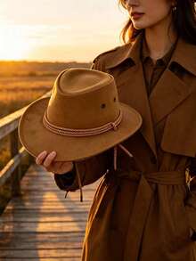 1pc Western Cowboy Hat, Versatile Party Accessory For Christmas, Halloween, Valentine's Day, Carnival And More! Perfect For Couples Outings, Matching With Your Partner For Travel, Hiking, Horse Riding, Vacation, Creating A Romantic Couple Hat Look. The Hat Features Unique Woven Rope Craftsmanship, Excellent Texture, Classic Wide Brim Curved Design, Vintage And Personalized Style. - Multiple Styles - View 5