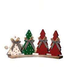 3pcs Wooden Desktop Christmas Tree Shaped Ornaments, Creative Holiday Gift Party Wooden Crafts, Christmas Decorations - Multicolor - View 6
