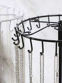 2/1pc Detachable Wrought Iron 23-Hook Large Capacity Rotating Jewelry Display Rack, Creative European Style Necklace Storage Stand, Daily Home Jewelry Organizer - Removable Rotating Iron Storage Rack - View 5