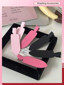 Matte Spray Painted Metal Seamless Alligator Hair Clip, Macaron Multi-Color Embossed Letter Makeup Positioning Clip, 7cm No-Crease Bangs Side Clip, Versatile Hair Accessory For Girls' Daily Styling - Multicolor - View 3
