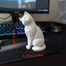 1pc 3D Printed Tilted Head Cat White Model, DIY Hand-Painted Aromatherapy Cat Desktop Decor, Indoor Decoration Small Ornament, Perfect Gift For Cat Lovers And Cat Enthusiasts - White - View 2