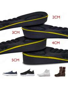 1 Pair Magnetic Arch Support Height Increasing Insoles, 2-4cm Invisible Massage Height Lift Full Length Shoe Pads For Men And Women, Suitable For Short People - Black - View 5