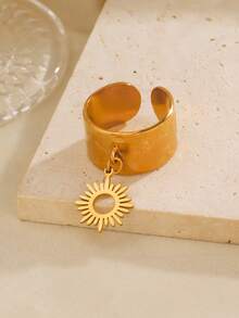 2pcs/Set Stainless Steel 18K Gold Plated Geometric Circle Rings Set, Suitable For Women's Daily Wear - Multicolor - View 4