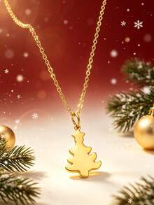 MONALLY 18K Gold Plated Stainless Steel Enamel Christmas Tree Necklace For Women, Colorful Xmas Tree Pendant, Christmas Holiday Jewelry Gift For Her - Christmas Tree - View 5