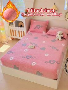 1 buah Sprei Kasur Tebal Lembut Bernapas Motif Flanel Kepingan Salju (Sprei Kasur Tunggal), Memberikan Kehangatan Instan, Menyerap Kelembapan, Bernapas, Anti Selip, Mudah Dilepas dan Dapat Dicuci dengan Mesin, Cocok untuk Semua Musim, Sempurna untuk Dekorasi Kamar Tidur - sayap cinta - View 7