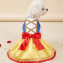 PETSIN 1pc Pet Dog Dress, Sweet Princess Style Dress With Waist Bow Decor, Lightweight Summer Pet Clothing, Suitable For Small/Medium Dogs & Cats, Daily Outfit - Yellow - View 1