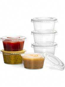 Mini Portion Cups With Lids To Seal Portable Small Plastic Containers To-Go Cups Work Food Storage Containers Jello Shot Cups Condiment Containers Picnic Travel Cruise Camping Essentials Accessories Camping Gear Pots And Pans - Multicolor - View 7