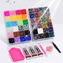 48/40 Colors Resin Jelly Flat Back Rhinestone Set, 5.5mm Y2K Style Resin Jelly Flat Back Rhinestones, Multicolor AB Rhinestone Set, Suitable For DIY Diamond Painting, Water Cups, Clothing Rhinestone Decoration, Handmade Crafts - Rhinestones - View 7