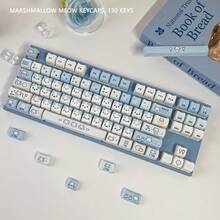 Tutup Tombol Sublimasi Pewarna Lima Sisi PBT Cetak Samping Tinggi MOA Lucu DIY untuk Keyboard Mekanik dengan Gambar Kepala Kucing Meow Permen Kapas - View 5