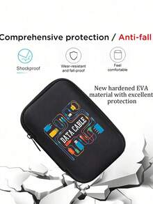 Portable Mini Storage Bag With Data Cable Pattern, Anti-Drop Digital Pouch, Phone Charger And Data Cable Organizer, Zipper Wallet-Style Data Cable Storage Box, Digital Pouch, Electronic Product Bag, Electronic Storage Device Data Cable Organizer, Wireless Earbuds Bluetooth Earphones, Business, Travel, School, University, Office, Christmas, Halloween, Back To School - Multicolor - View 9