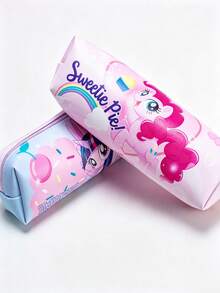 My Little Pony Cartoon Print Zipper Toiletry Bag, Portable Travel Makeup Storage Bag, PU Cosmetic Organizer, Pink & Purple Floral Pattern, Multi-Functional Skincare & Stationery Storage Box, Suitable For Daily Use And Vacation - Multicolor - View 5