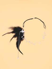 STONEFANS 1pc European Style Feather Headband With Rhinestones, Fairy-Like Hair Accessory For Single Dance Party, Women's Headband - Silver - View 6
