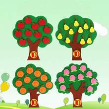 Children's Educational Early Learning Toys Sewing DIY Felt Handmade Kit Fabric Felt And Non-Woven Cloth Kindergarten Toys And Teaching Aids, Fruit Tree Math Montessori Game For Learning Numbers 1-10, School, Students, Stationery, Learning Supplies, Attractive Items, Kindergarten Children's Educational Toys, Math Toys, Including Apple Tree, Pear Tree, Banana Tree, Orange Tree, Peach Tree - Multicolor - View 8