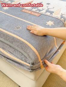1pc Thick Soft Breathable Snowflake Flannel Printed Fitted Mattress Cover (Single Fitted Sheet), Hemmed Craftsmanship, Instant Warmth, Moisture-Wicking And Breathable, 360° Non-Slip Mattress Cover, Easy To Remove And Machine Washable, Suitable For All Seasons, Height 30cm, Suitable For Bedroom Decoration - Forest Deer - View 7