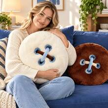 Vintage Button Throw Pillow, Round Decorative Plush Cushion, Ultra Soft Filled Seat Sofa Vanity Chair Bed Home Decor - Multicolor - View 11