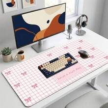Extra Long Pink Bow Mouse Pad, Non-Slip Rubber, Office & Home Use, Gift For Friends, Back To School Desktop Accessory, Office Supplies, Multiple Sizes - A - View 4