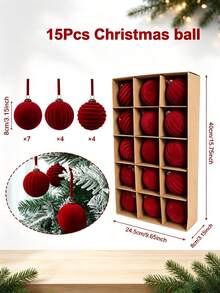 12/15pcs Velvet Christmas Tree Hanging Ornaments, Merry Christmas Decor, Burgundy Christmas Ball Decorations, Christmas Decorations, 4/6/8cm Red Christmas Balls, Christmas Hanging Ornaments, Home Decor, Christmas Decorations, Christmas Party Supplies, Christmas Tree Decorations, Christmas Decor, Christmas Gifts, Indoor/Outdoor Decor - Burgundy - View 17