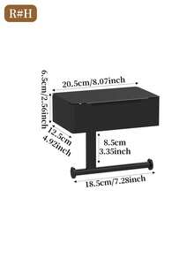 1pc Black Wall-Mounted Bathroom Toilet Paper Holder, No-Drill Toilet Paper Rack, Wet Wipe Dispenser, Small Bathroom Storage Rack, Bathroom Accessories - Multicolor - View 9
