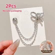 8pcs Multi-Functional Clothing Decorative Clips, Metal Star Heart Bow Shape, Suitable For Pant Leg Hemming, Sleeve Cuff Fixing, Universal Fit For Various Shirts And Pants. Creative Clothing Decorative Buckle Chain Clips, Help You Easily Create Personalized Outfits, Combining Practical Function Of Pant Leg Storage. - Multicolor - View 15