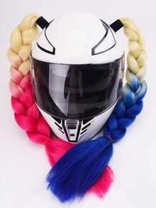 2pcs/Set Helmet Decorative Wig Braids, With Suction Cups And Double-Sided Adhesive, Motorcycle Helmet Wig Braids, Multiple Colors Bicycle Helmet Braids Hair Tail (Helmet Not Included) - Multicolor - View 12