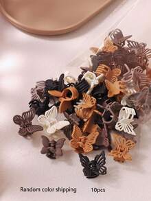 10/30/50pcs Brown Multi-Style Small Butterfly Hair Claw Clips For Women, Front Bangs Clip, Braid Clip, Mini Elegant Princess Hair Accessories (Random Color) - Multicolor - View 8