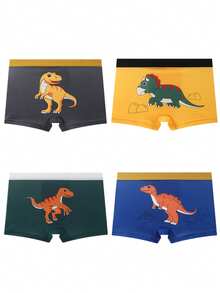 5pcs/Sets Boys Knitted Cute Animal Dinosaur Print Boxer Shorts, Comfortable Skin-Friendly Fabric, All Season Wear, Selected For Boys - Multicolor - View 7