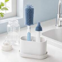 Bộ 2 cọ rửa bình silicone màu ngẫu nhiên, cọ rửa núm ti em bé, cọ rửa ống hút, cọ vệ sinh xoay đa năng, tẩy vết bẩn nhẹ nhàng, dễ làm sạch - Nhiều màu - Xem 3