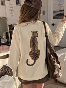 Tween Girl 1pc Printed Long Sleeve T-Shirt, Suitable For Girls' Autumn/Winter Top, Young Student Children's Clothing, Suitable For Outerwear And Layering - Apricot - View 7