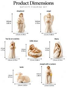 7Pcs Resin Nativity Scene Set, Christmas Holy Family Figurines With Baby Jesus, Mary, Joseph, Angel, Shepherd, Lamb , Christmas Tabletop Decor For Home, Mantel And Holiday Display - Christmas - View 2