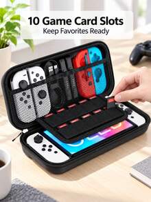Switch 2 Carrying Case, Travel Carrying Case, Holds 10 Game Cartridges And Pockets, Black Protective Hard Shell Carrying Case For Switch 2 Console And Accessories - View 5