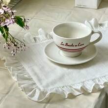 1/2/4pcs Double Row Dotted Hollow Small Hole Double-Layered Ruffle Edge Small Tablecloth Desktop Decoration Background INS Style Placemat Napkin - Multicolor - View 2