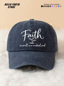 1pc Women's Casual "Faith" Letter Print Sports Cap, Fashionable & Versatile, Adjustable Lightweight Comfortable Sweatband Multi-Function Baseball Hat, Vintage Washed Hat, Sun Protection Hat For Travel And Daily Wear, Gift For Friends - A - View 7