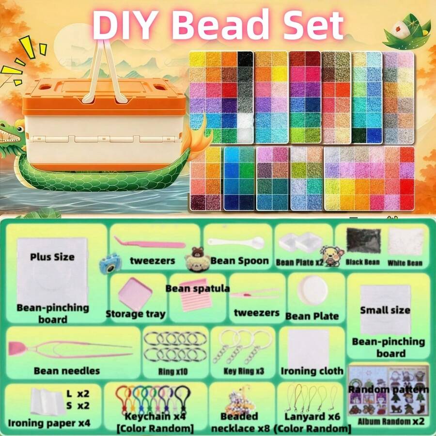 48 Colors Mini Fuse Beads DIY Handmade Craft Material Kit, Creative Craft Gift, Christmas Handmade Enthusiast Iron-On Beads Material, Suitable For Friends Gathering, Club Handmade Activities, Halloween Gifts, Beginner Pixel Art, DIY Jewelry And Decorations