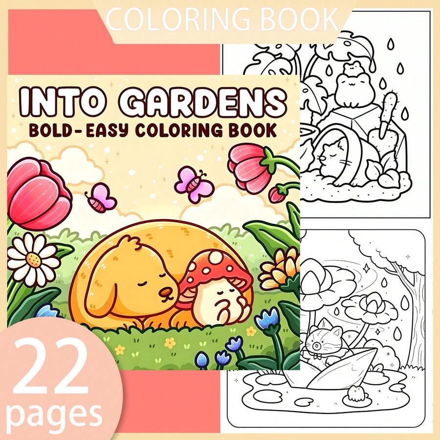 [NEW INTOGARDENS Coloring Book] 1pc Original Coloring Book ,22 Pages Single-Sided Printing,Clear Lines And Exquisite Patterns,Ideal For Relaxation | Perfect Gift For New Year, Christmas,Birthdays,School Holidays,Perfect For Adults & Teens & Child - Single Piece - View 1