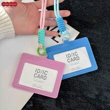 Ins Lanyard Card Holder Keychain Integrated Transparent Work Badge Card Sleeve Photo Protector Bus Card Access Card Campus Card Meal Card ID Badge, Middle & High School Students, Office Workers, Idol Fans, Card Storage, Photo Dust-Proof, Portable, Birthday Gift, Holiday Gift, Anime Merchandise Storage, Commuting, Campus Use, Desk Organization, Creative Collection, DIY Decoration - A - View 7