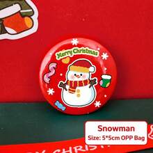 1PC Christmas Button Badge Pins, Vintage Holiday Cartoon Brooch Collection With Santa Snowman Gingerbread Tree Patterns, Cute Round Pins For Backpack Hat Jacket Decoration, Festive Party Accessories, Seasonal Gift Idea - Multicolor - View 18